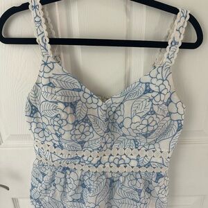 Lilly Pulitzer White and Blue Lace top